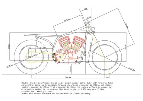 Harley-Davidson XL Sportster custom frame blueprint w/ dimensions ...