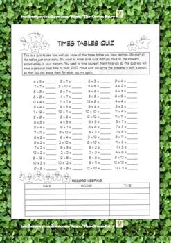 Times table Quiz by The Green Fairy | TPT