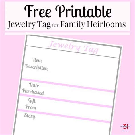 Free Printable - Family Story Jewelry Tags - Organized 31