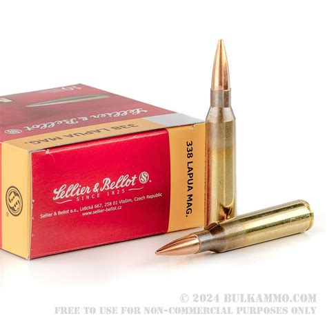 10 Rounds of Bulk .338 Lapua Ammo by Sellier & Bellot - 250gr HPBT