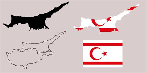 Turkish Republic of Northern Cyprus map flag icon set 8478943 Vector ...