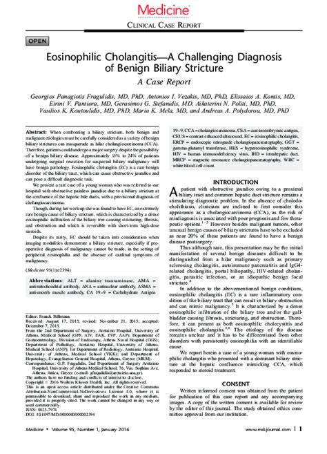 (PDF) Eosinophilic Cholangitis-A Challenging Diagnosis of Benign ...