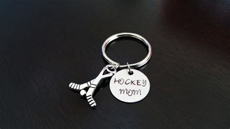 Hockey Mom Stick Puck Key Chain Ring Fob | Etsy