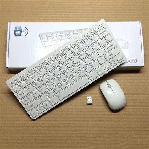 1 Set New Wireless White 2.4G Optical Keyboard and Mouse USB Receiver ...