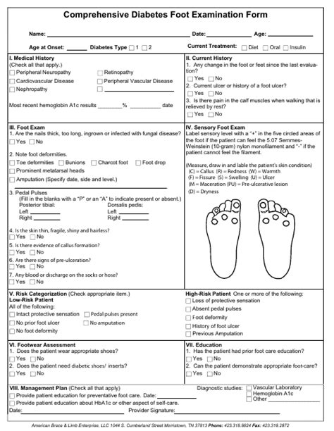 Diabetic Foot Exam Checklist