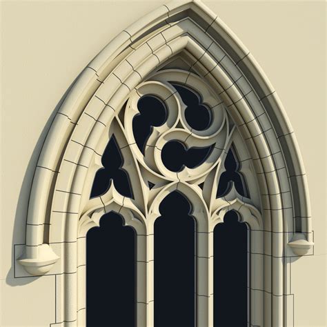 3d obj small arched gothic window