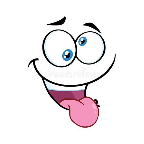 Mad Cartoon Funny Face with Crazy Expression and Protruding Tongue Stock Vector - Illustration ...