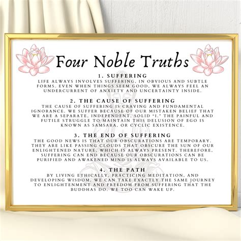 Four Noble Truths Buddhist Art Print Buddha Quote | Etsy