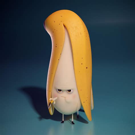 a cartoon character with a banana on it's head and eyes, standing in ...