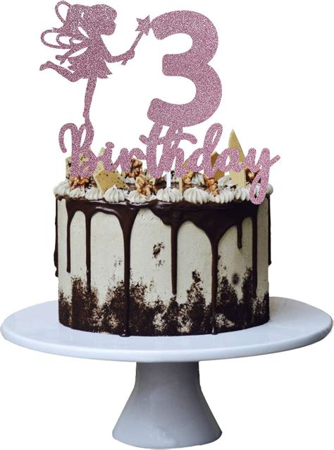 Grad Вao Rose Gold Fairy 3rd Birthday Cake Topper for Sweet India | Ubuy