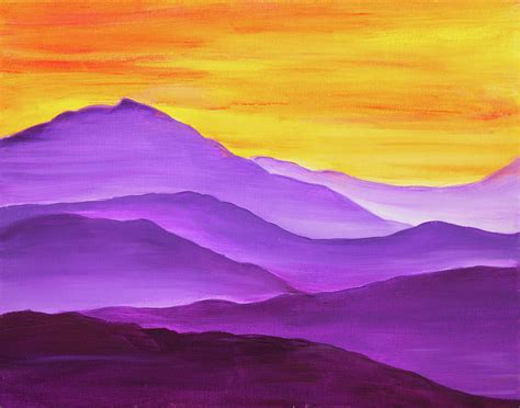 Purple Mountain Sunset Painting by Iryna Goodall