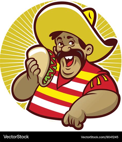 Mascot mexican male with taco Royalty Free Vector Image