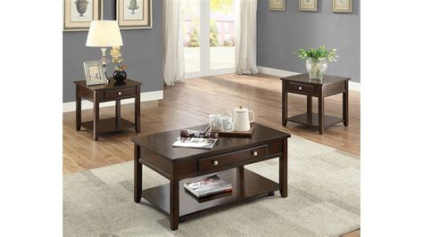 3 Piece Dark Brown Cocktail Set w/Lift-Top Function Coffee Table & 2 ...