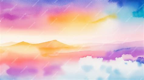 Premium AI Image | Sunset Sky Abstract Watercolor Background