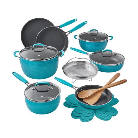 The Pioneer Woman Frontier Speckle 18-Piece Aluminum Cookware Set, Teal - Walmart.com