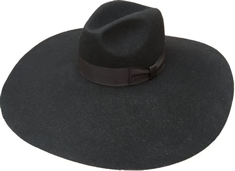 Black Wool Felt Soft Extra Wide Large Brim Floppy Fedora Hat for Women ...