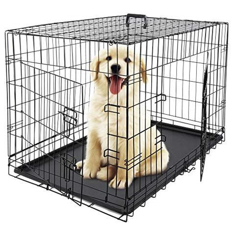 ZENY 36 inch Dog Crate Double Door Folding Metal Dog or Pet Crate Kennel with Tray and Handle ...