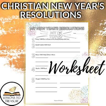 Christian New Year’s Resolutions Worksheet, Religious, by Lessons to ...