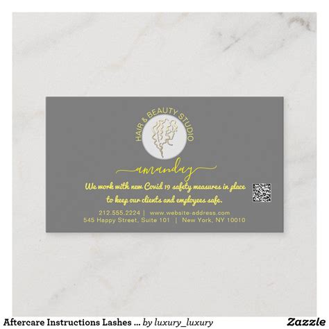 Aftercare Instructions Lashes Gold Logo QR CODE Business Card | Zazzle | Qr code business card ...