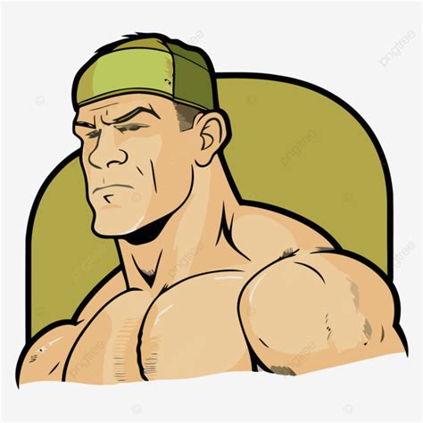 John Cena Vector, Sticker Clipart Cartoon Of A Muscular Man With A ...