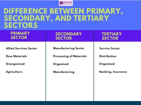 Difference between Primary, Secondary and Tertiary Sector With their ...