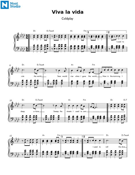 Viva la Vida by Coldplay Sheet music for Piano (Solo) Easy | Musescore.com