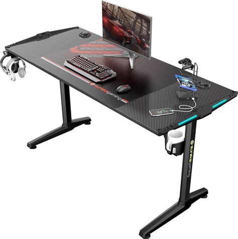 Eureka Ergonomic Gaming Table, Large with P55, Gamer Table with RGB Lighting, Gaming Desk, PC ...