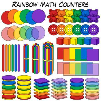 Rainbow Math Counters Clip Art by Digital Classroom Clipart | TpT