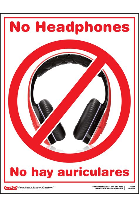 No Headphones Sign | No Headphones Poster | OSHA No Headphones Poster