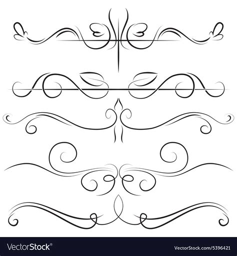 Vintage set and border with swirls Royalty Free Vector Image