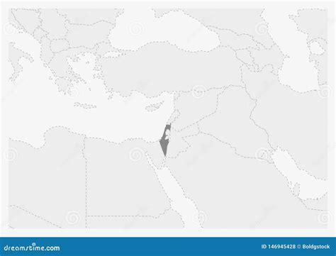 Map of Middle East with Highlighted Israel Map Stock Vector ...