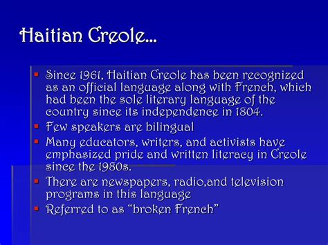 PPT - Haitian Creole vs. French in Haiti: How Language Divides a Nation PowerPoint Presentation ...