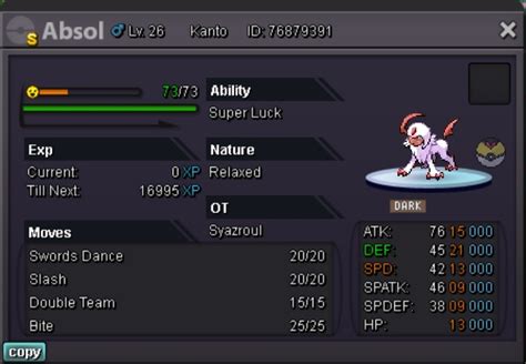 Shiny Absol - Shiny and Special Pokémon - Silver - Pokemon Revolution Online