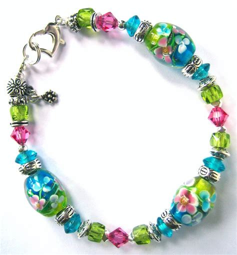 Bracelets Jewelry: Bracelet Jewelry Swarovski glass bead blue green ...