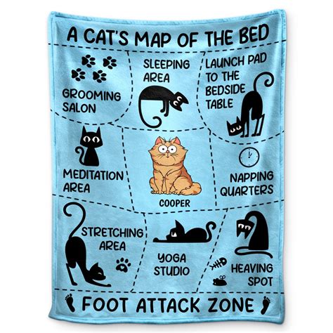 Cat's Map Of The Bed - Gift For Cat Lovers - Personalized Fleece Blank - Wander Prints™