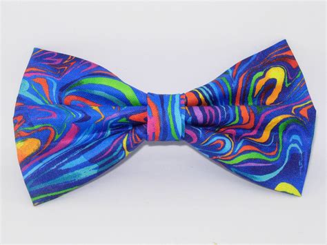 Funky Bow Tie | Abstract Swirls on Blue | Self-tie & Pre-tied | Retro 60's 70's Wedding | Bow ...