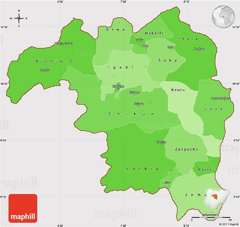 Political Shades Simple Map of Kaduna, cropped outside