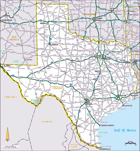 Large roads and highways map of the state of Texas | Vidiani.com | Maps of all countries in one ...