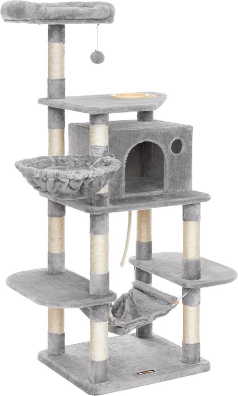 Amazon.com : FEANDREA Cat Tree with Feeding Bowl, Cat Condo with Sisal ...