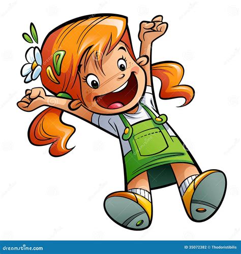 Girl And Dog Jumping For Joy Cartoon Vector | CartoonDealer.com #78422079