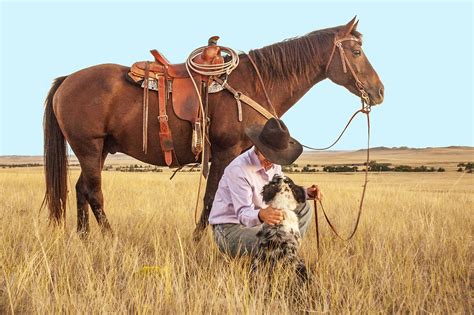 Download Portrait Ranch Dog Horse Man Cowboy HD Wallpaper by Lisa Johnson