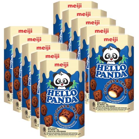 Hello Panda Meiji Cookies n Cream Biscuits 45g - 10PK | Woolworths