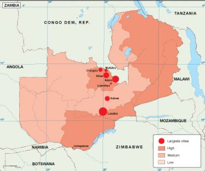 Zambia population map. EPS Illustrator Map | Vector World Maps