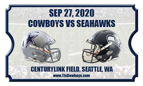 Dallas Cowboys vs Seattle Seahawks Football Tickets | 09/27/20