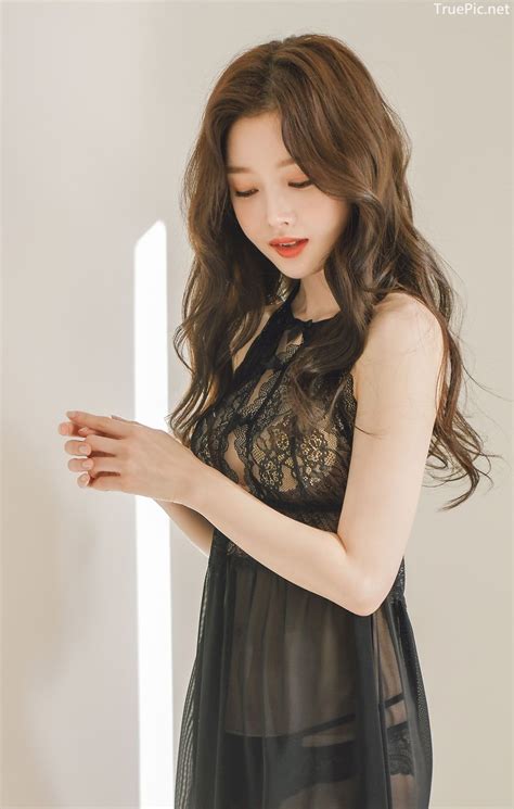 Kim Hee Jeong - 2 Black Sleepwear Sets - Korean fashion and model