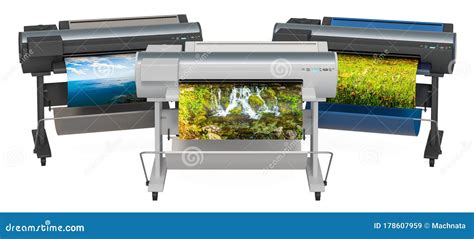 Wide Format Printer, Plotter With Guyanese Flag. 3D Rendering Royalty ...