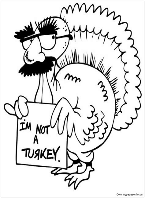 Funny Turkey Thanksgiving Coloring Page - Free Printable Coloring Pages