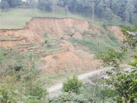 Large rotational landslide near Cuyquel; landslide is about 225 m wide ...