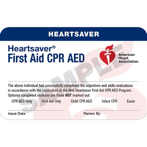 Heartsaver® First Aid CPR AED Course Completion Card (24 pack) | AHA