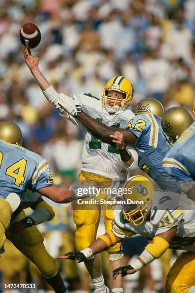 Bill Musgrave, Quarterback for the University of Oregon Ducks throws ...